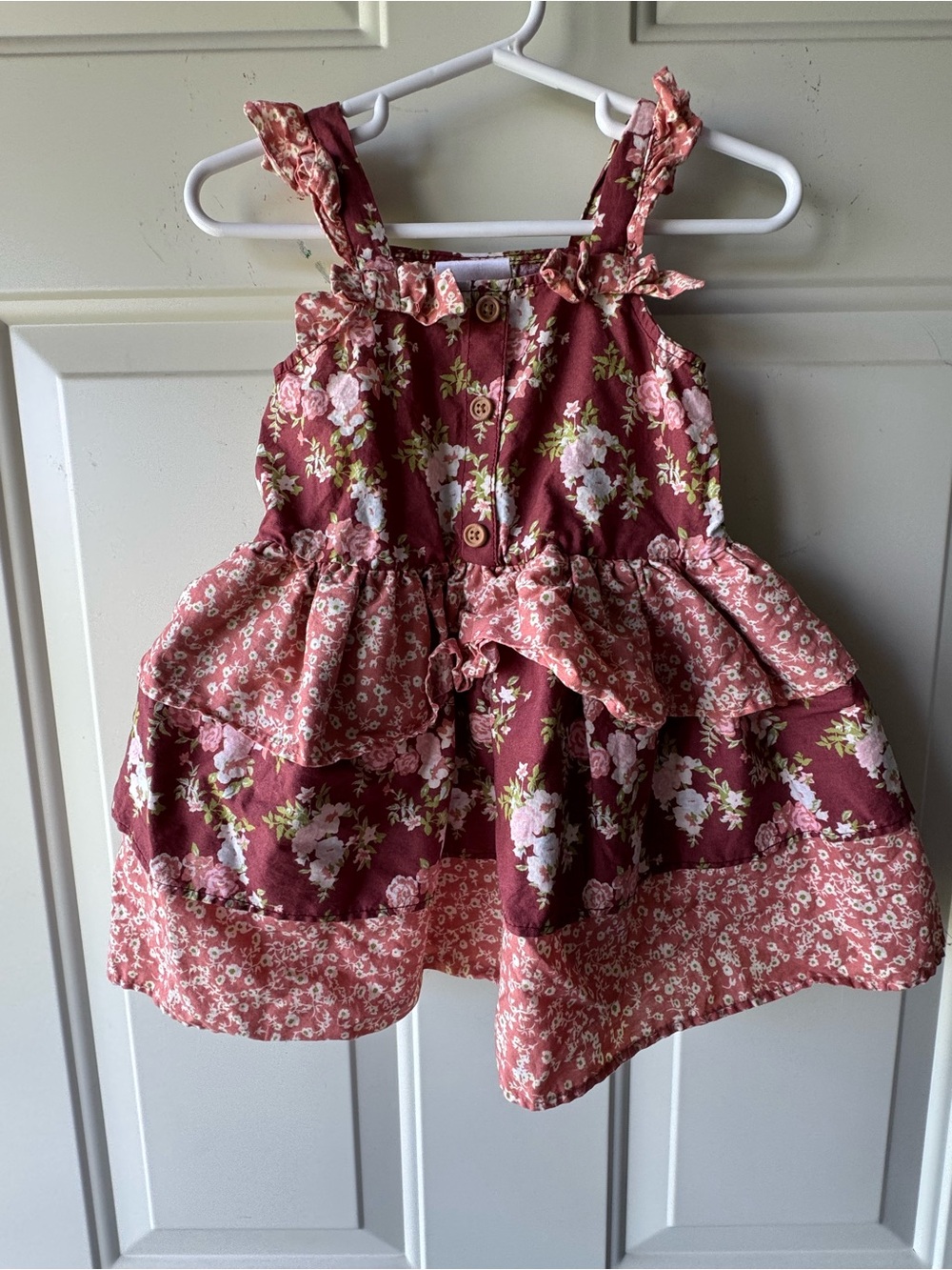 Girls' Floral Tiered Ruffle Dress - Pink Floral